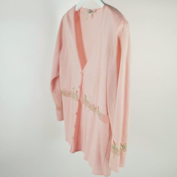 Escada Pink Floral-Embroidered Cardigan - Picture 2 of 6